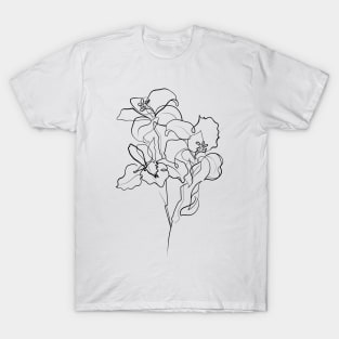 Lillies Single Line Drawing T-Shirt